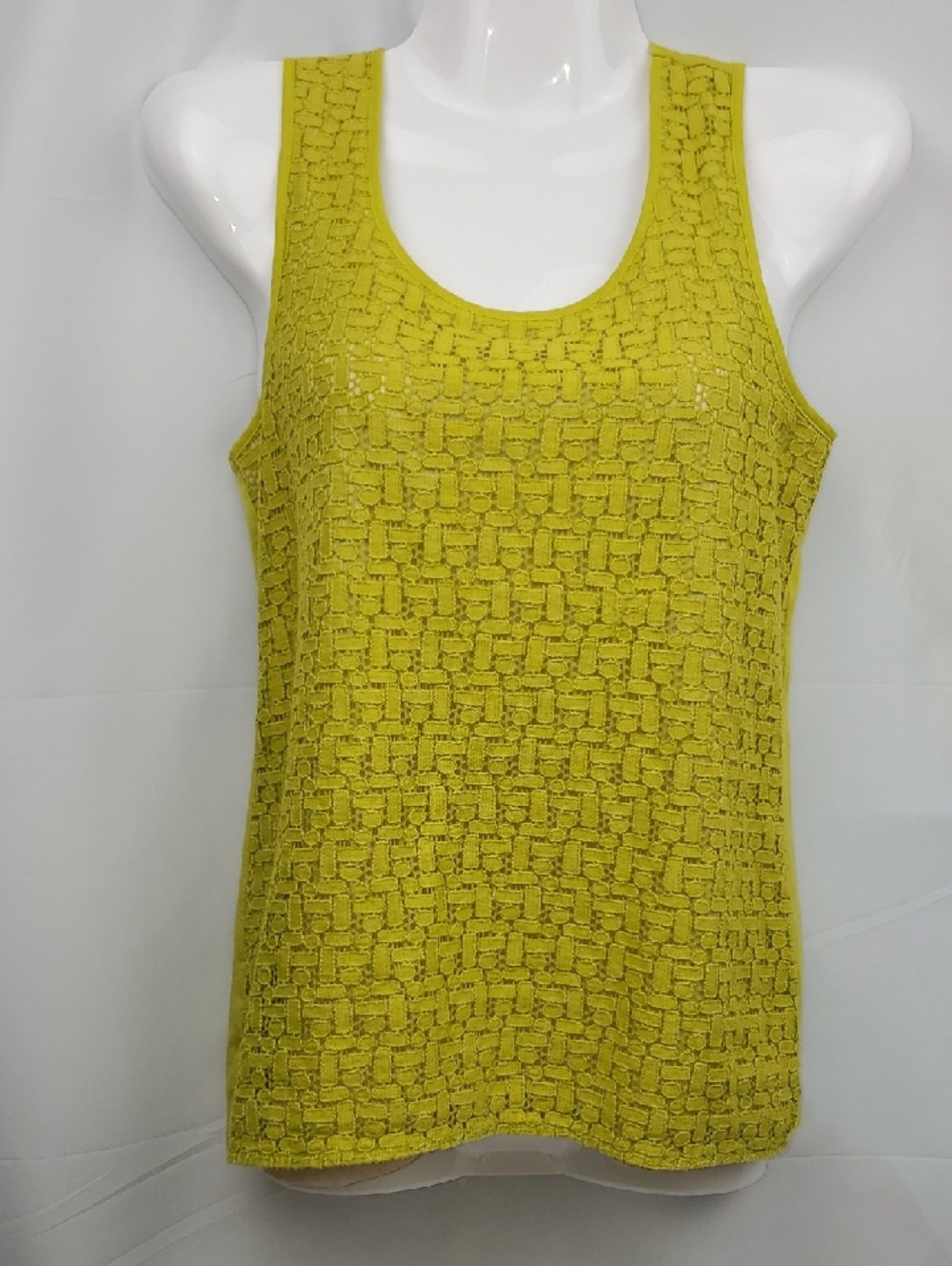 Ann Taylor Lime Lace Overlay Tank Top
